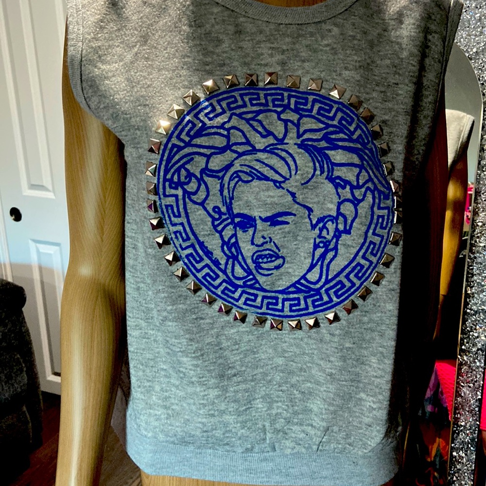 Studmuffin NYC Patricia Field store NYC. Studded Medusa head Miley Cyrus tank